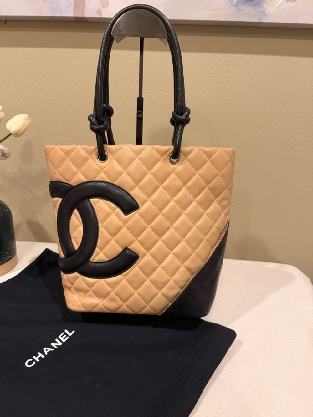 Chanel Cambon Ligne Tote Bag in Classic Beige and Black Colorway